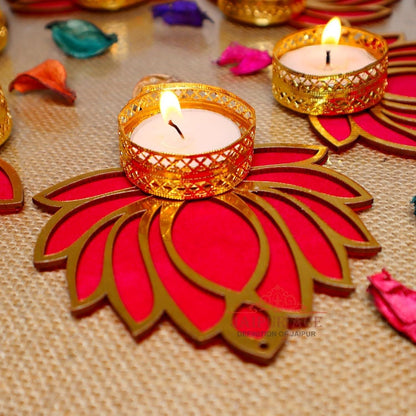 Traditional Lotus Candle Holder (Pack of 4)