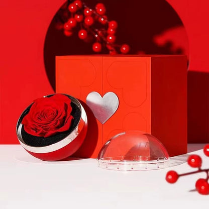 Floweraura Sparkling Love Adornments Jewelry & Artificial Flower in Heart Red Box Valentine's Gift