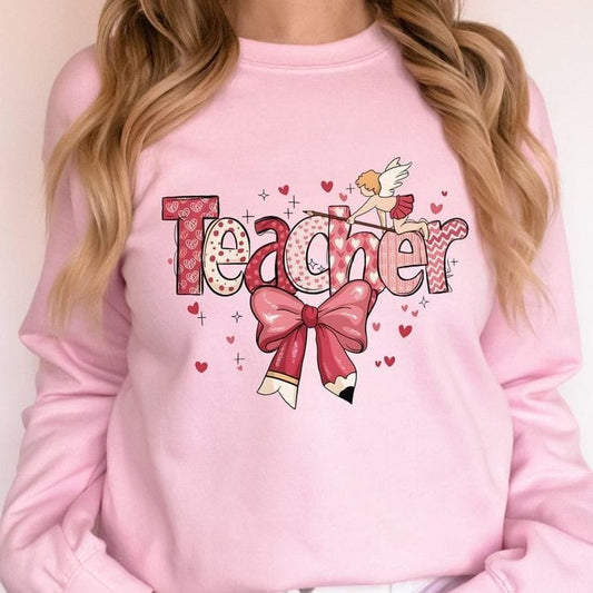 Teacher printed round neck t-shirt